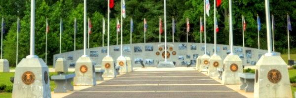 Memorial and Flags at Heritage Park