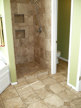 Bathroom shower and floor combo